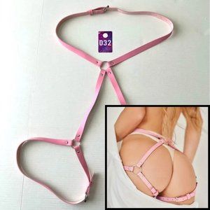 Pink leather thigh harness bondage belt NWT